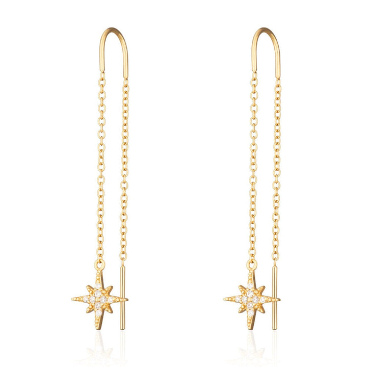 Scream Pretty Gold and Silver Starburst Threader Earrings image 1