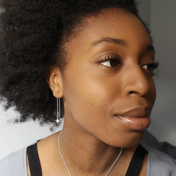 Scream Pretty Gold and Silver Starburst Threader Earrings image 4