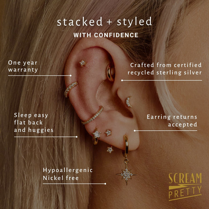 Scream Pretty Gold and Silver Starburst Threader Earrings image 5