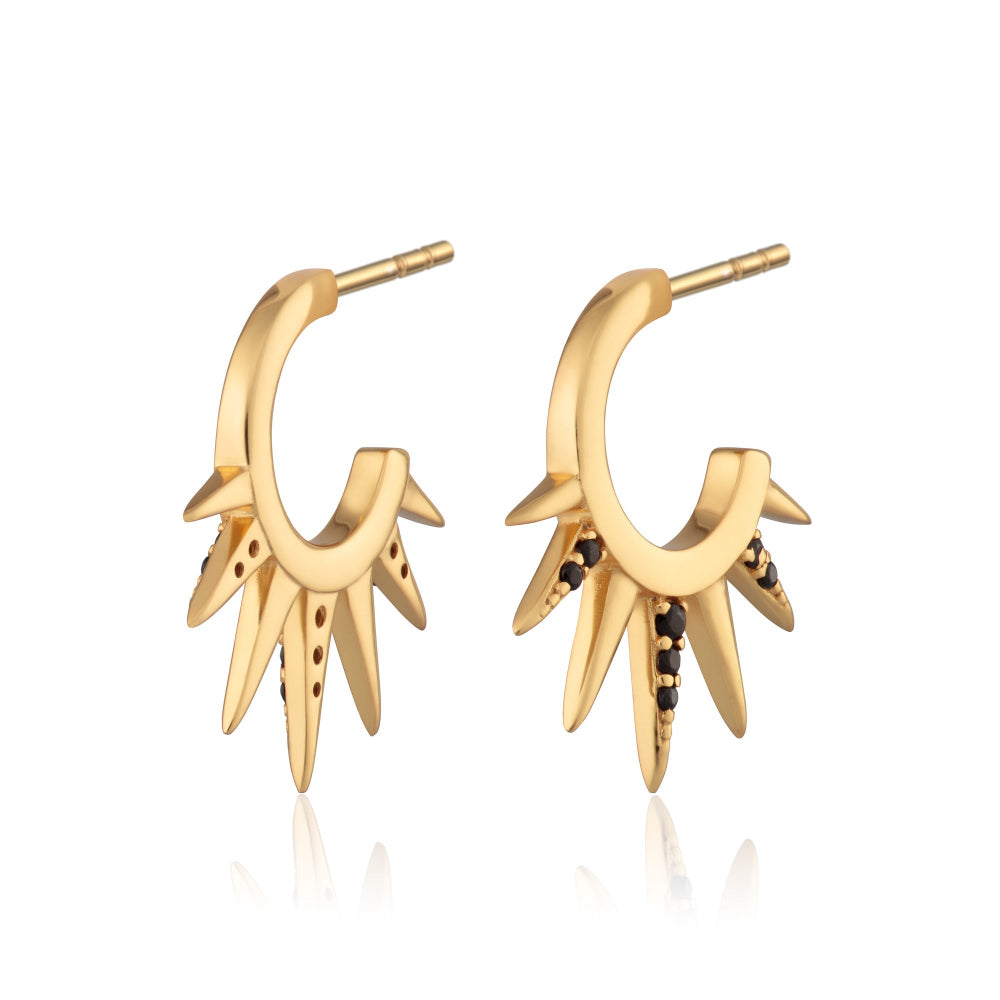 Scream Pretty Gold and Silver Sun Spike Hoop Earrings image
