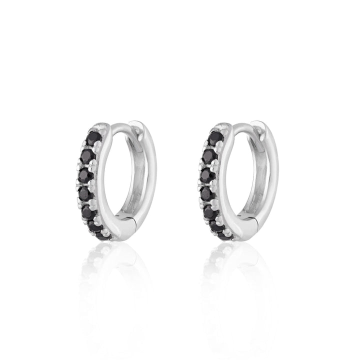 Scream Pretty Gold and Silver with Black Huggie with Stones Earrings image