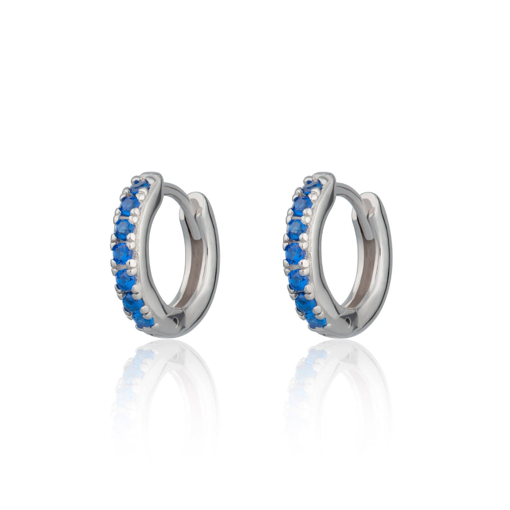 Scream Pretty Gold and Silver with Blue Huggie with Stones Earrings image