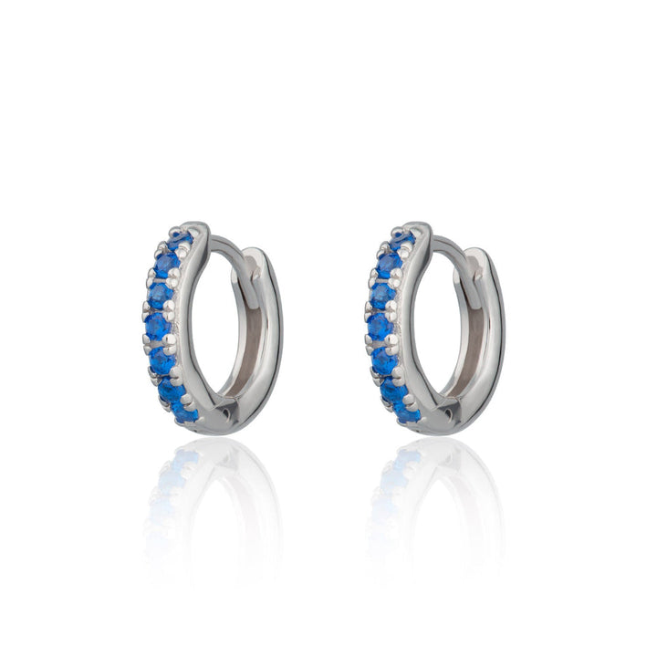 Scream Pretty Gold and Silver with Blue Huggie with Stones Earrings image