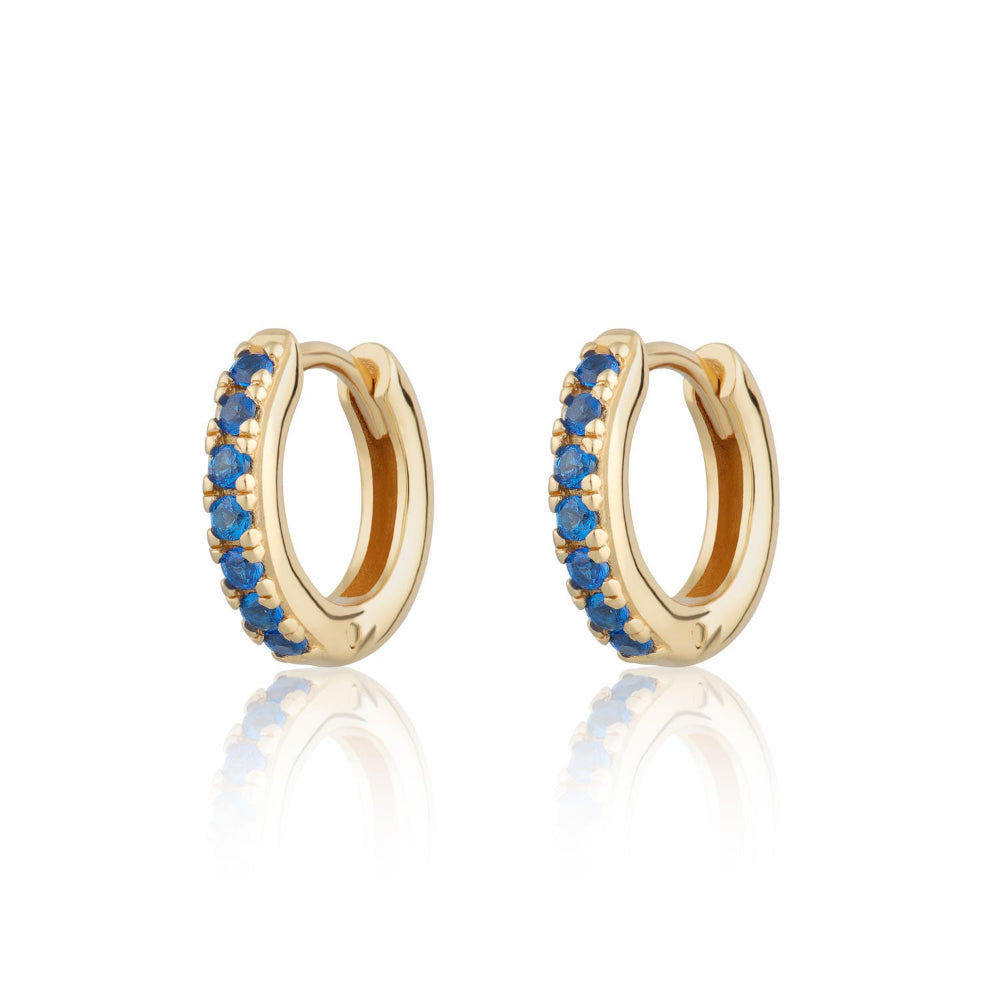 Scream Pretty Gold and Silver with Blue Huggie with Stones Earrings image 1