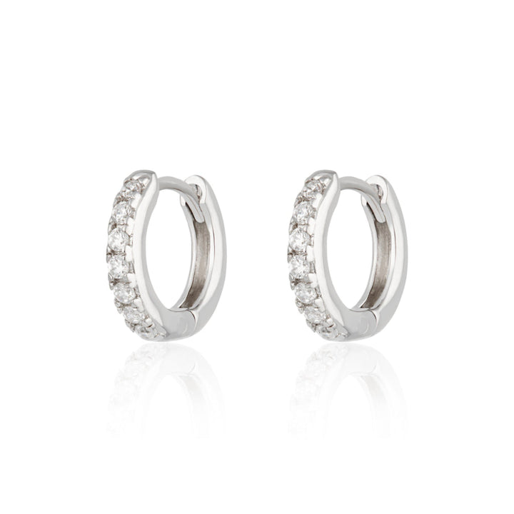 Scream Pretty Gold and Silver with Clear Huggie with Stones Earrings image