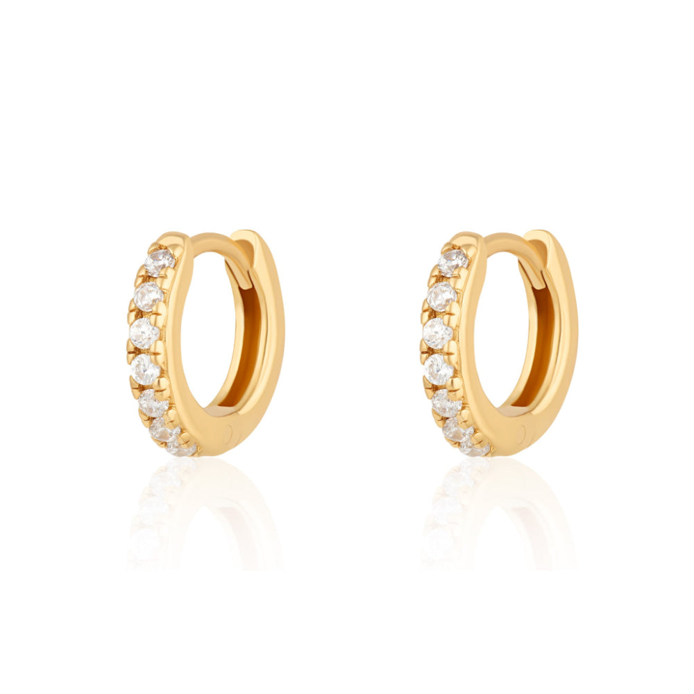 Scream Pretty Gold and Silver with Clear Huggie with Stones Earrings image 1