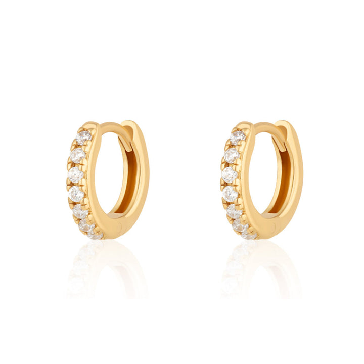 Scream Pretty Gold and Silver with Clear Huggie with Stones Earrings image 1