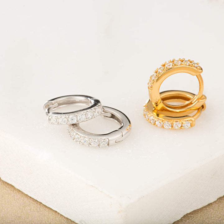 Scream Pretty Gold and Silver with Clear Huggie with Stones Earrings image 4