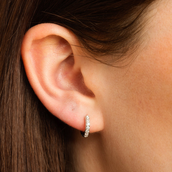 Scream Pretty Gold and Silver with Clear Huggie with Stones Earrings image 2