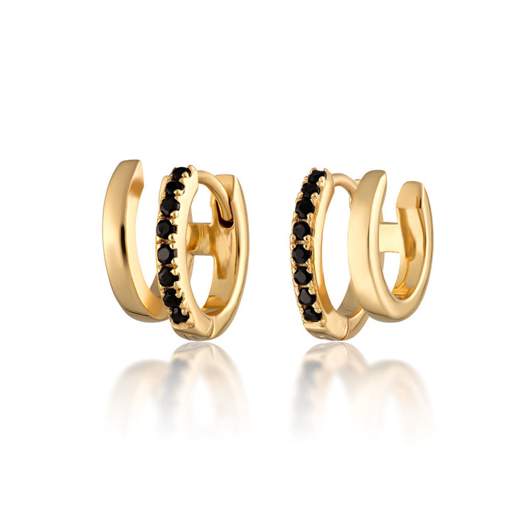 Scream Pretty Gold Mismatched Stones Double Huggie Earrings image