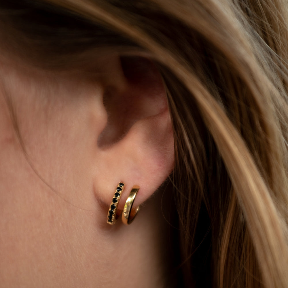 Scream Pretty Gold Mismatched Stones Double Huggie Earrings image 1