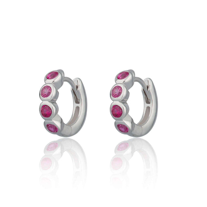 Scream Pretty Silver Bezel Huggie with Stones Earrings image