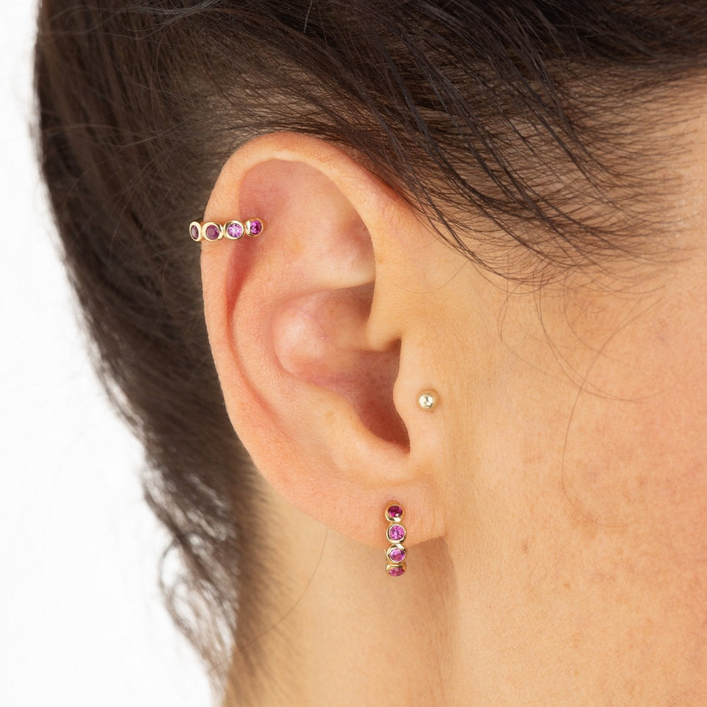 Scream Pretty Silver Bezel Huggie with Stones Earrings image 1