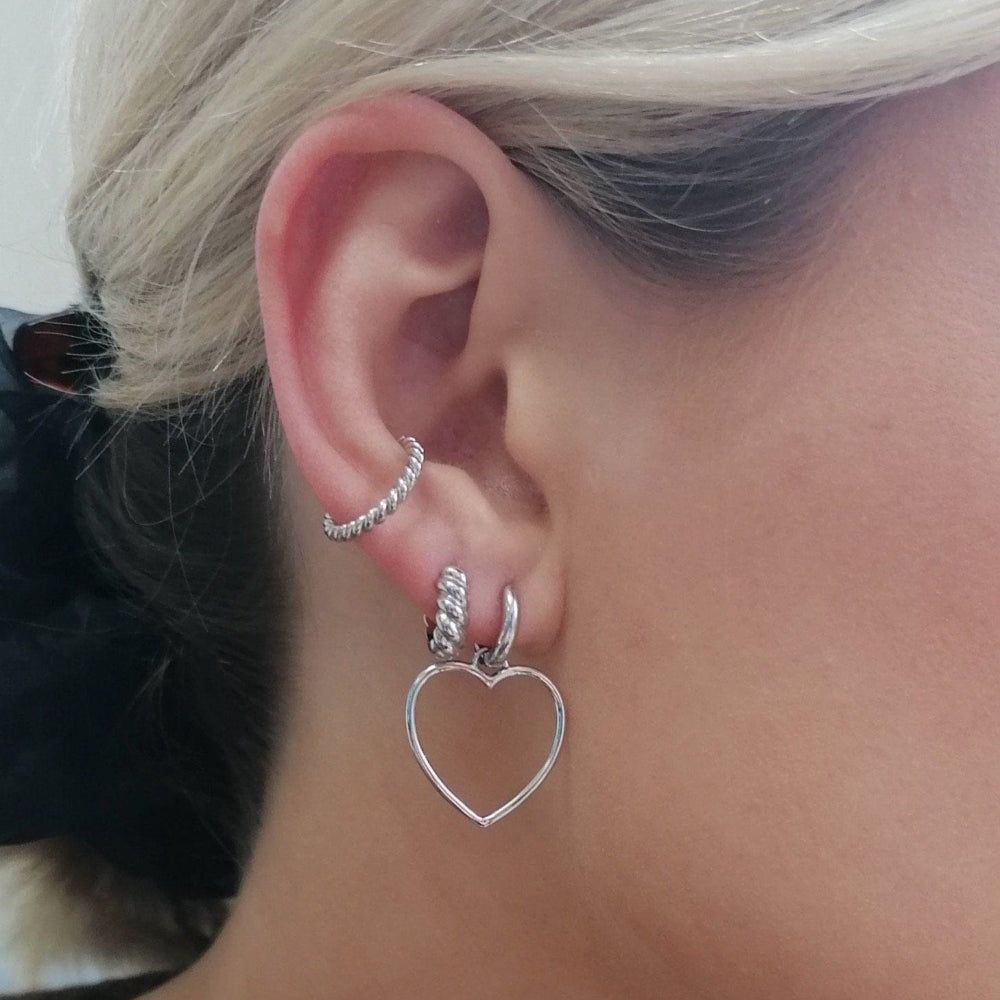 Scream Pretty Silver Heart Hoop Earrings image 1