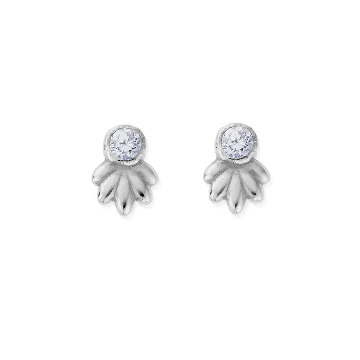 ChloBo Silver and Gold Glistening Flower Bud Stud Earrings