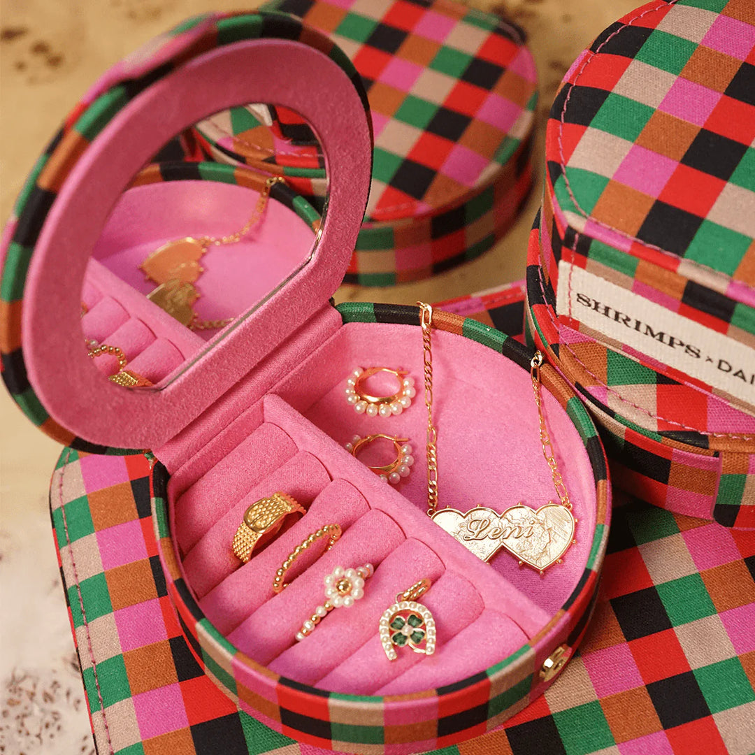 Daisy Shrimps Compact Pink Jewellery Case