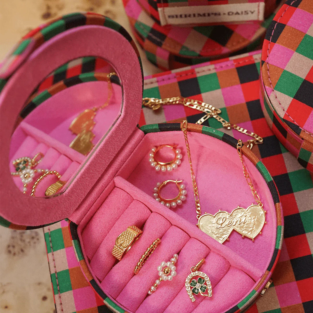 Daisy Shrimps Compact Pink Jewellery Case