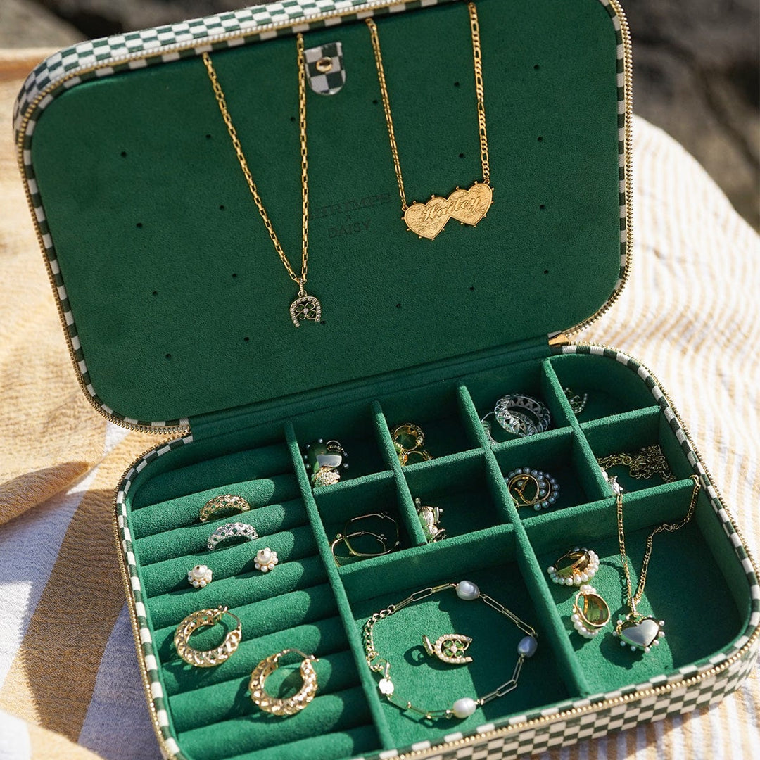 Daisy Shrimps Green Jewellery Case Set