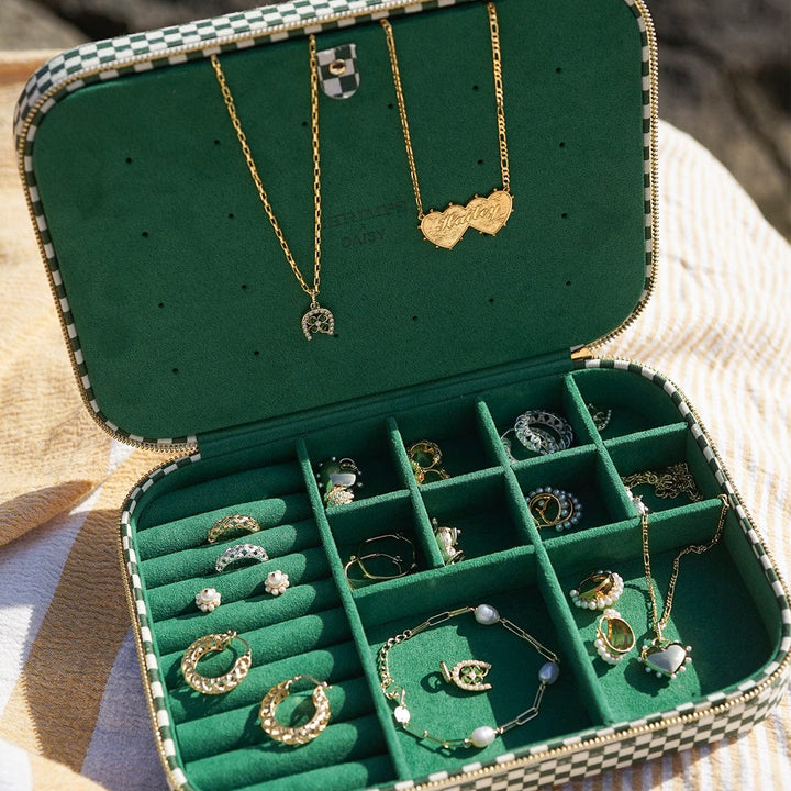 Daisy Shrimps Green Jewellery Case Set
