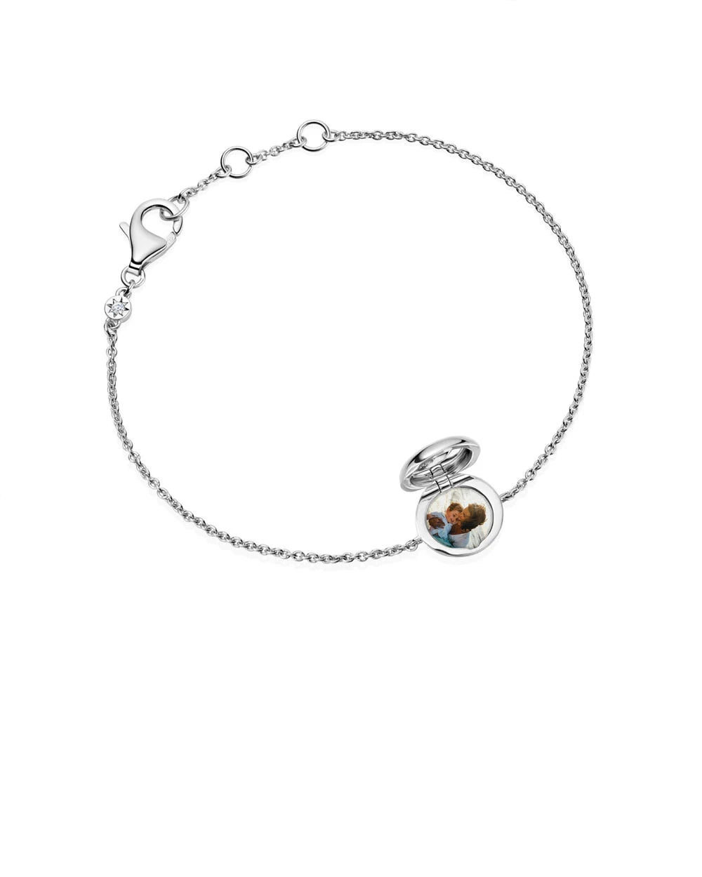Astley Clarke Personalized 925 Mini Locket Bracelet with White Sapphire