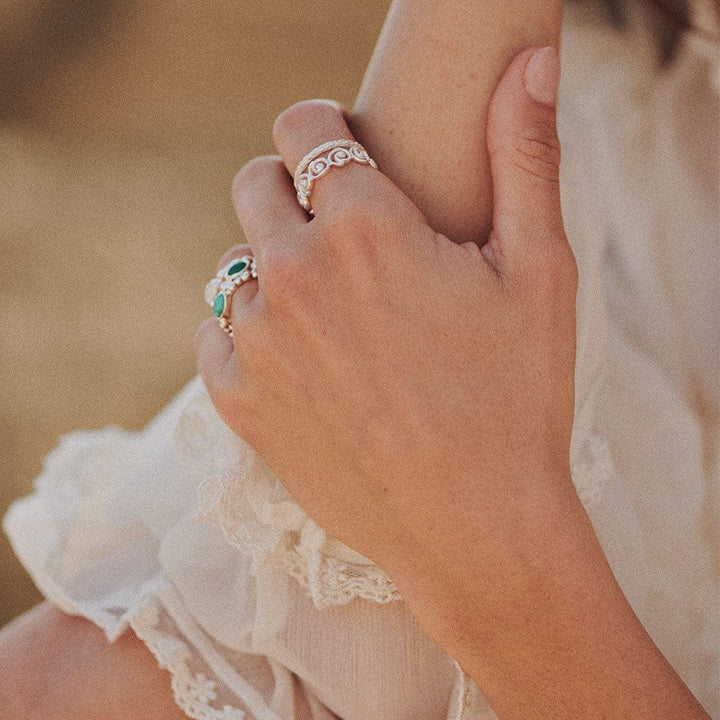 Daisy Spiral Band Ring