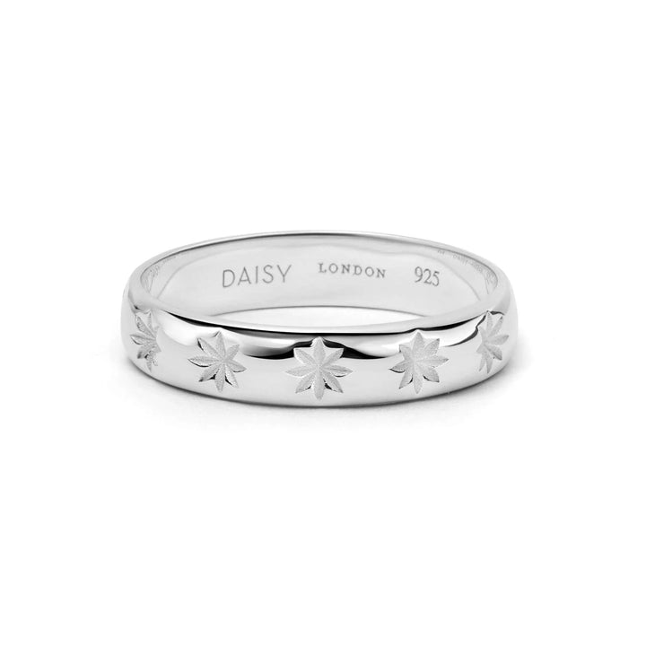 Daisy Star Engraved Stacking Ring