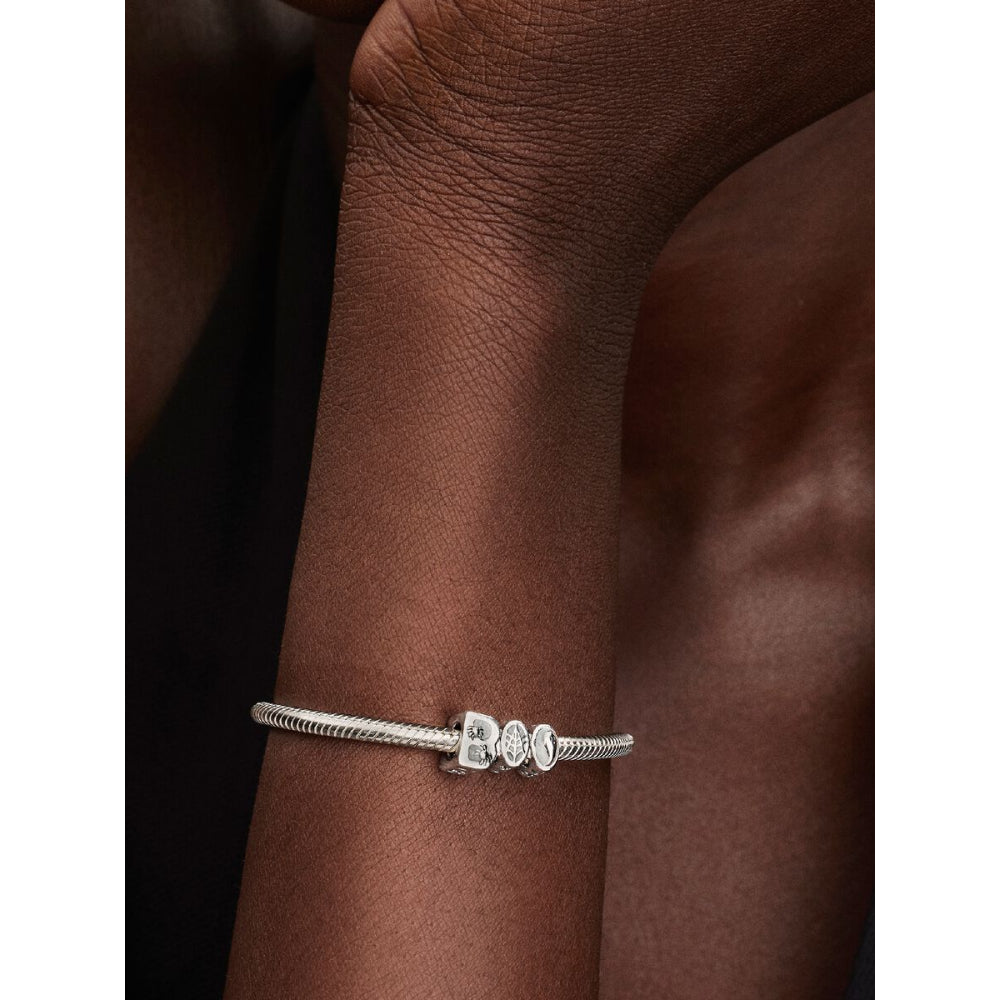 Sterling Silver Boo Clear Cubic Zirconia and Glow In The Dark Enamel Charm image 1