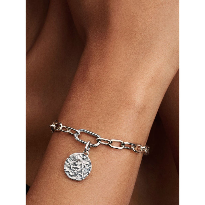 Sterling Silver Cherry Blossom Medallion with Clear Cubic Zirconia image 1