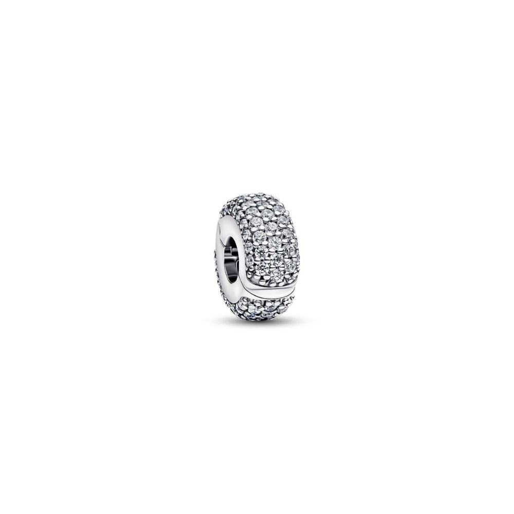 Sterling Silver Clear Cubic Zirconia and Silicone Grip Pave Clip Charm image