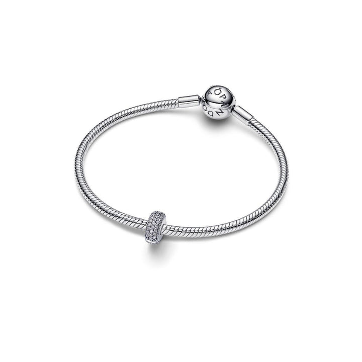 Sterling Silver Clear Cubic Zirconia and Silicone Grip Pave Clip Charm image 4