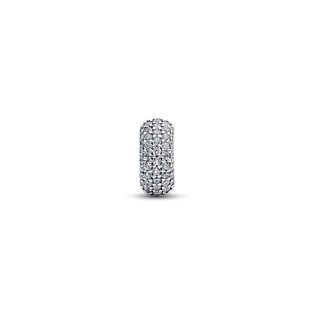 Sterling Silver Clear Cubic Zirconia and Silicone Grip Pave Clip Charm image 5