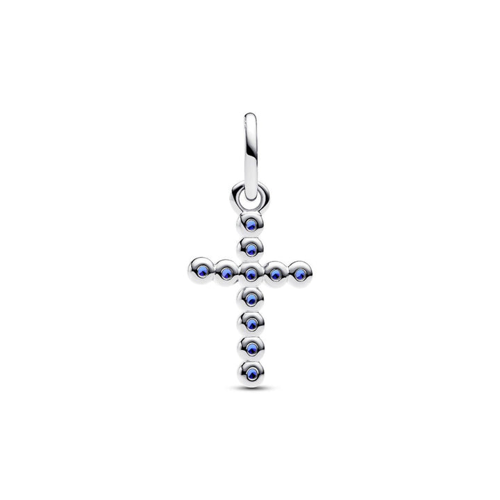 Sterling Silver Cross with Stellar Blue Crystal Dangle image 3