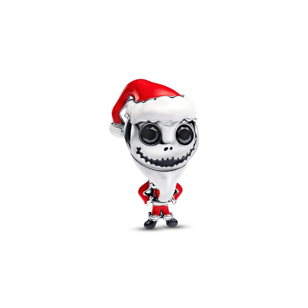 Sterling Silver Disney Movable Jack Skellington with Black Crystal, White, Red and Black Enamel Charm image