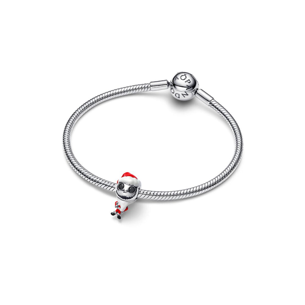 Sterling Silver Disney Movable Jack Skellington with Black Crystal, White, Red and Black Enamel Charm image 5