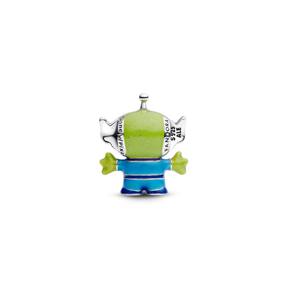 Sterling Silver Disney Pixar Little Green Men with Black, Purple, Blue and Glittery Green Enamel Charm image 5