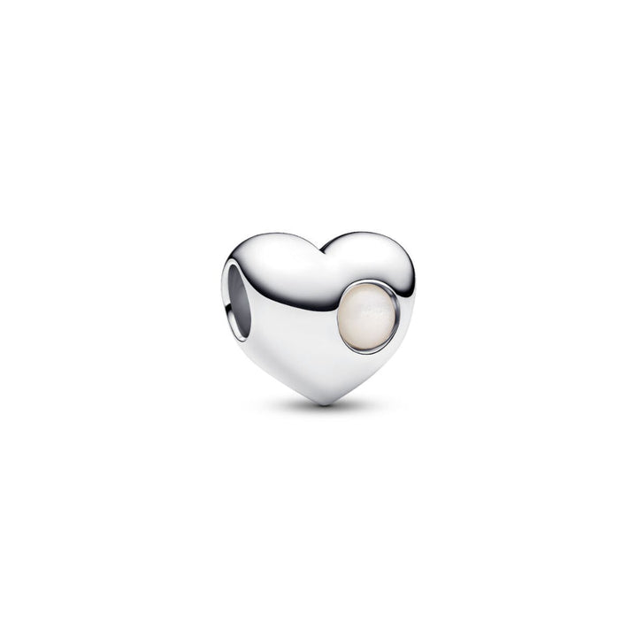 Sterling Silver Engravable Heart Bioresin Man-Made Mother Of Pearl Charm image