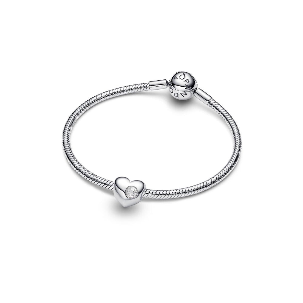 Sterling Silver Engravable Heart Clear Cubic Zirconia Charm image 5