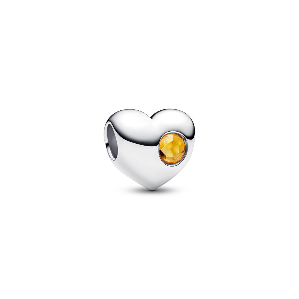 Sterling Silver Engravable Heart Honey Coloured Crystal Charm image