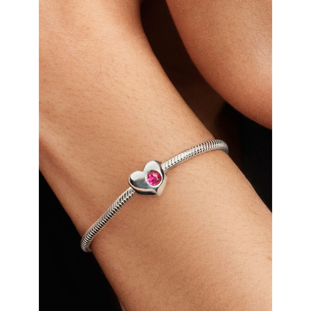 Sterling Silver Engravable Heart Phlox Pink Crystal Charm image 1