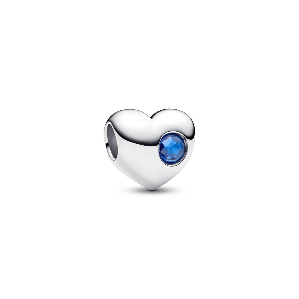 Sterling Silver Engravable Heart Princess Blue Crystal Charm image