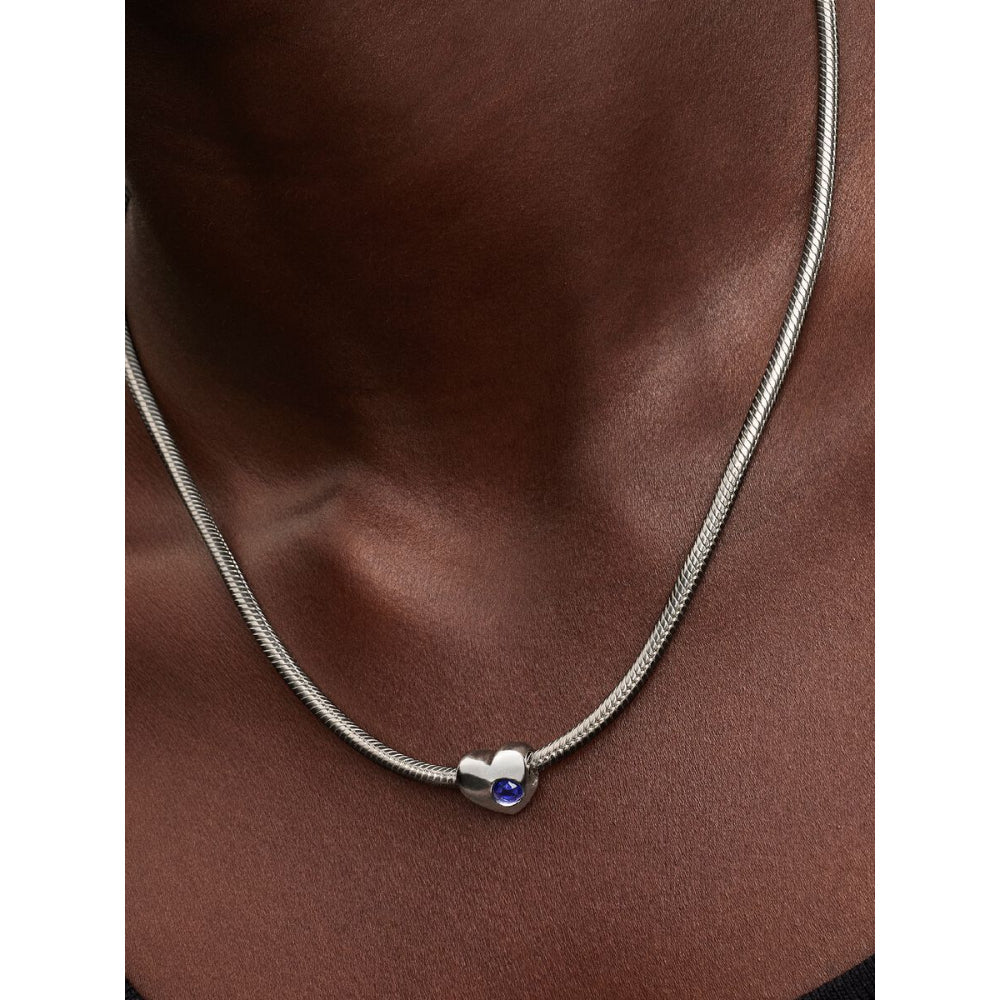 Sterling Silver Engravable Heart Princess Blue Crystal Charm image 1