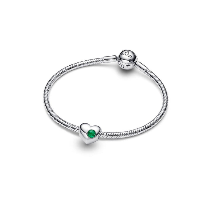 Sterling Silver Engravable Heart Royal Green Crystal Charm image 5