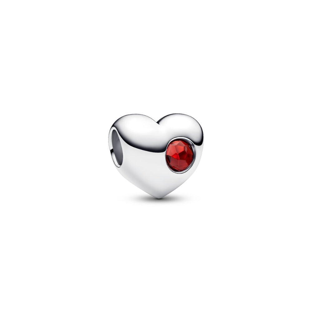 Sterling Silver Engravable Heart Salsa Red Crystal Charm image