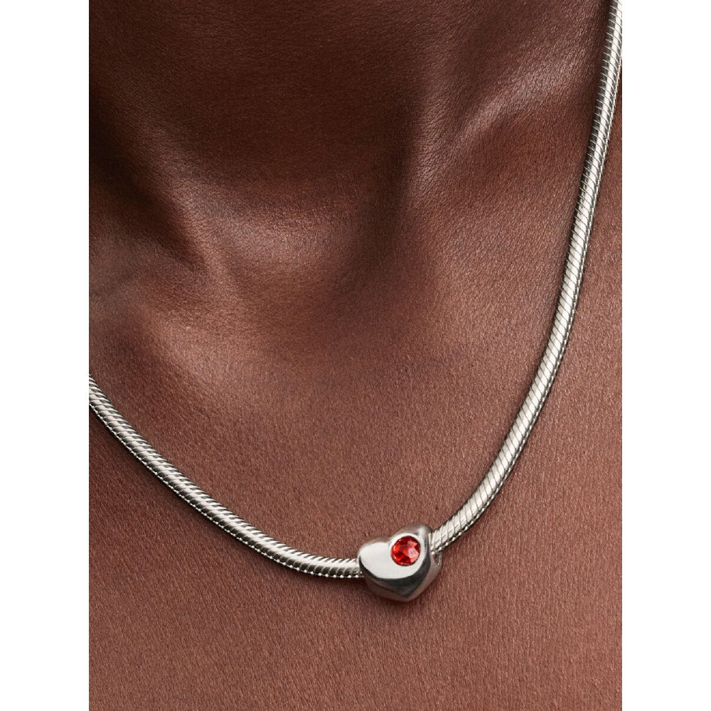Sterling Silver Engravable Heart Salsa Red Crystal Charm image 1