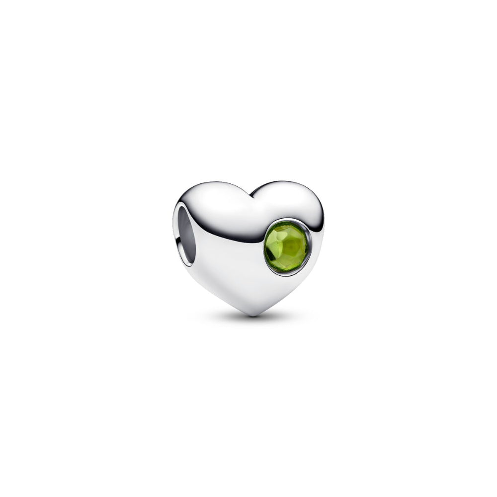 Sterling Silver Engravable Heart Spring Green Crystal Charm image