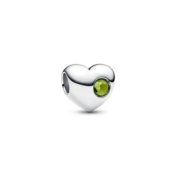 Sterling Silver Engravable Heart Spring Green Crystal Charm image