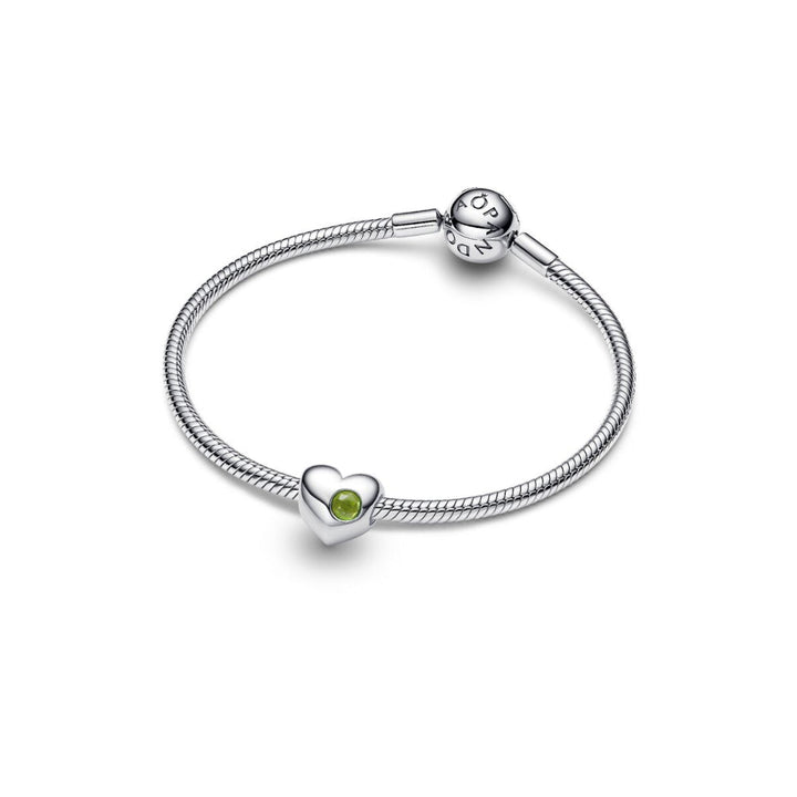Sterling Silver Engravable Heart Spring Green Crystal Charm image 5