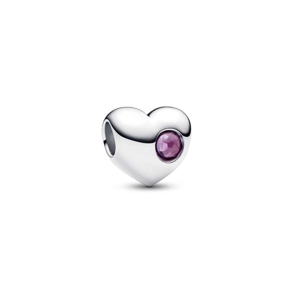 Sterling Silver Engravable Heart Sweet Grape Purple Crystal Charm image