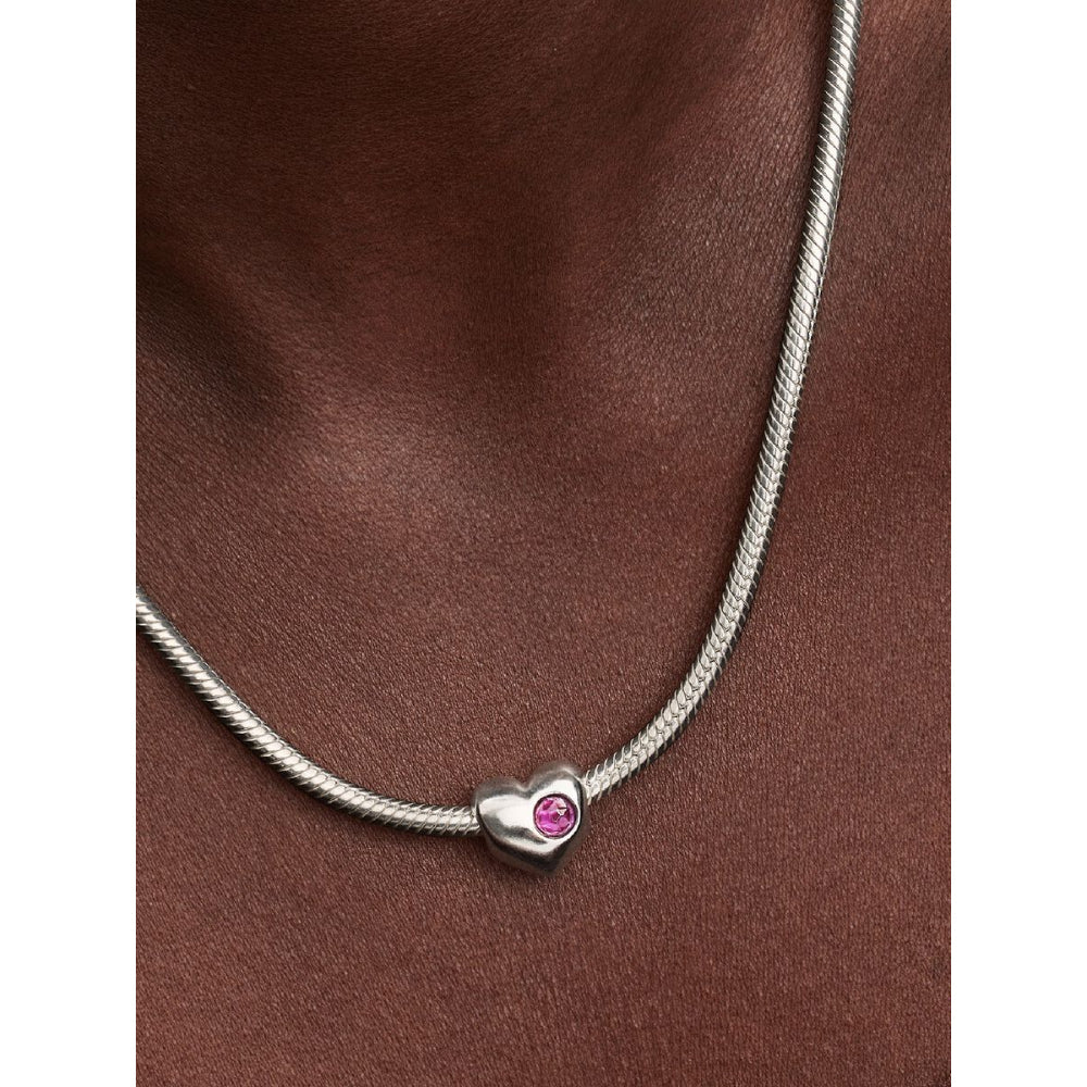 Sterling Silver Engravable Heart Sweet Grape Purple Crystal Charm image 1