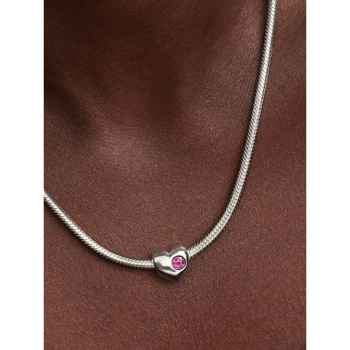 Sterling Silver Engravable Heart Sweet Grape Purple Crystal Charm image 1